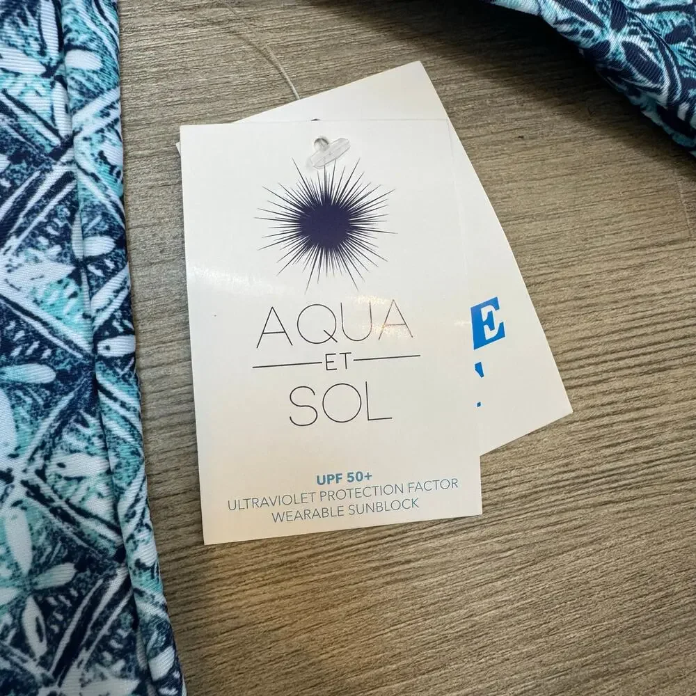 NWT Aqua Sol Swimsuit Girls 4 Long Sleeve 2 Piece UPF 50 Blue Spring Summer Bows